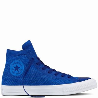 Converse Chuck Taylor All Star X Nike Flyknit High Tops Womens - Indigo/White Shoes (192VLXCT)